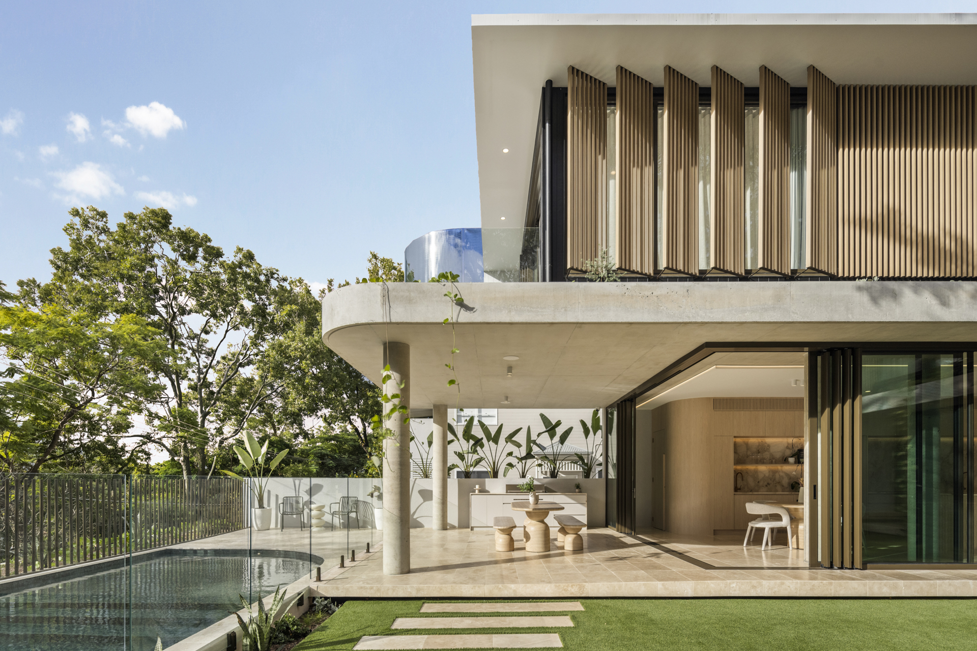 Pool terrace beside the open plan living spaces