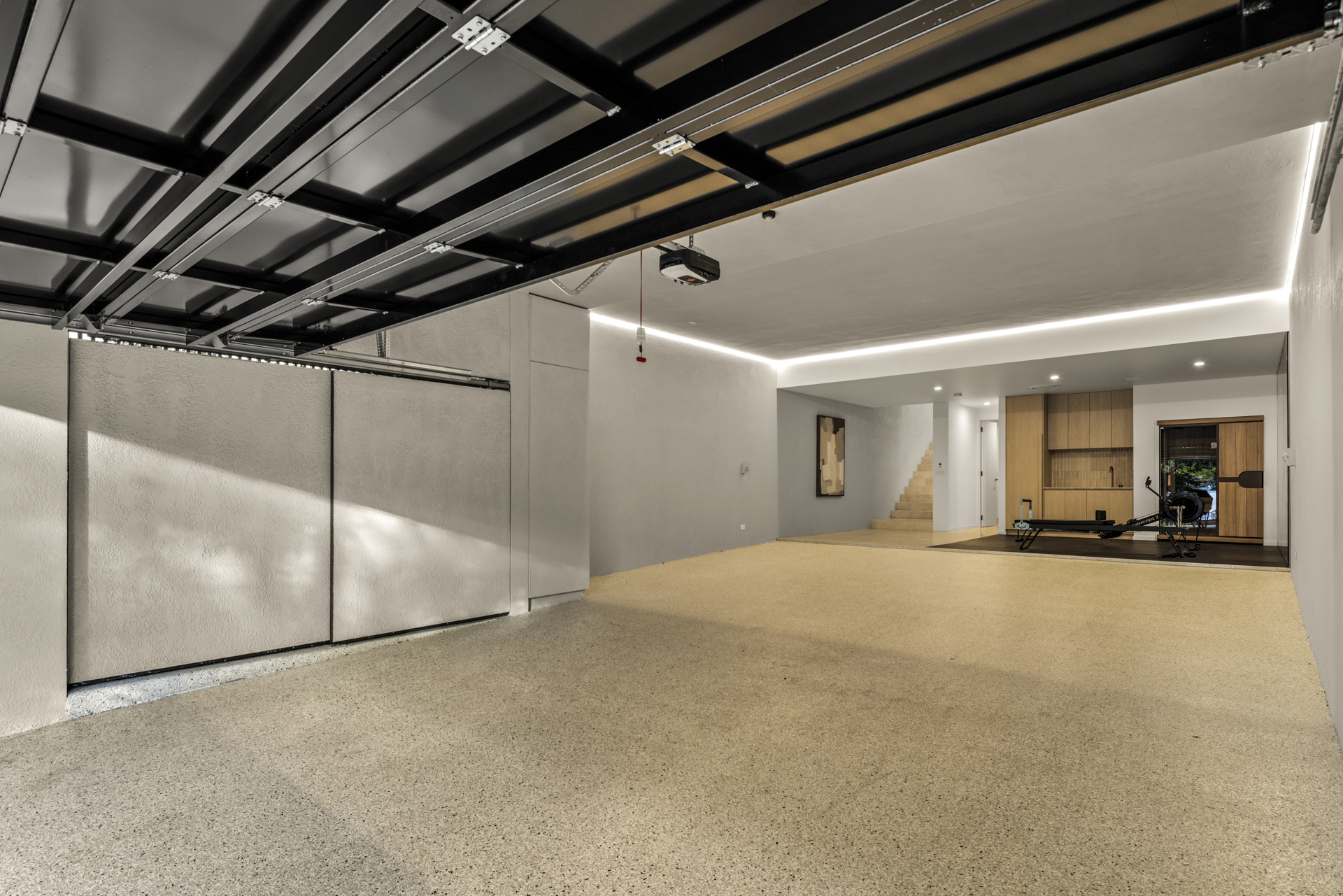 The basement gym and sauna, alongside generous production and preparation space